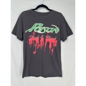 Chaser Top Womens Medium Gray Poison Band Music Graphic Tee Flesh Blood